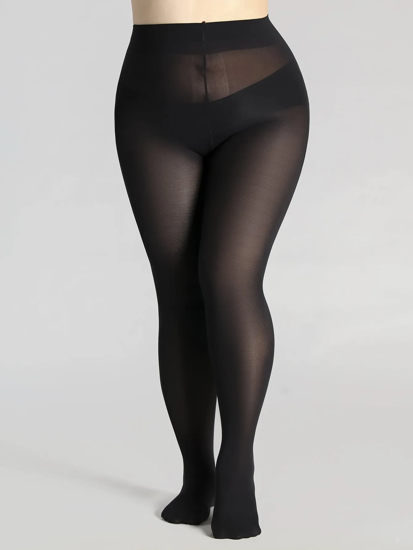 100D Sheer Plus Size Tights - Black- FD ⚡