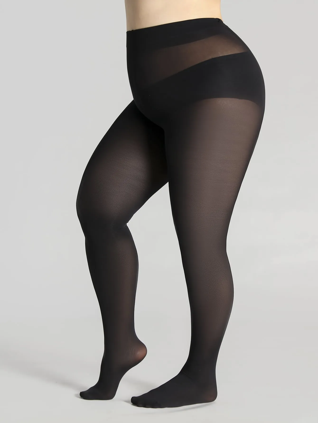 100D Sheer Plus Size Tights - Black- FD ⚡