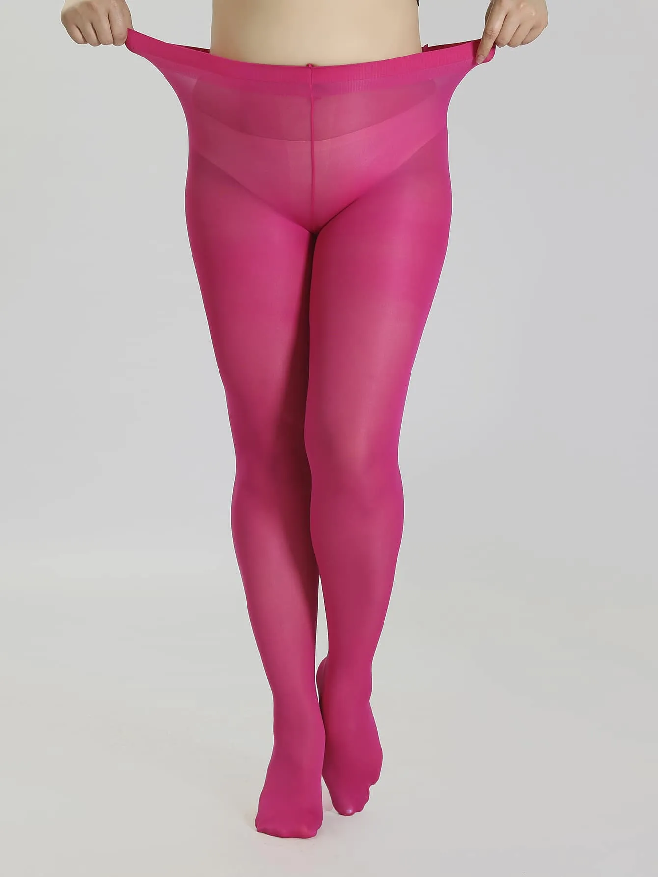 100D Sheer Plus Size Tights - Hot Pink