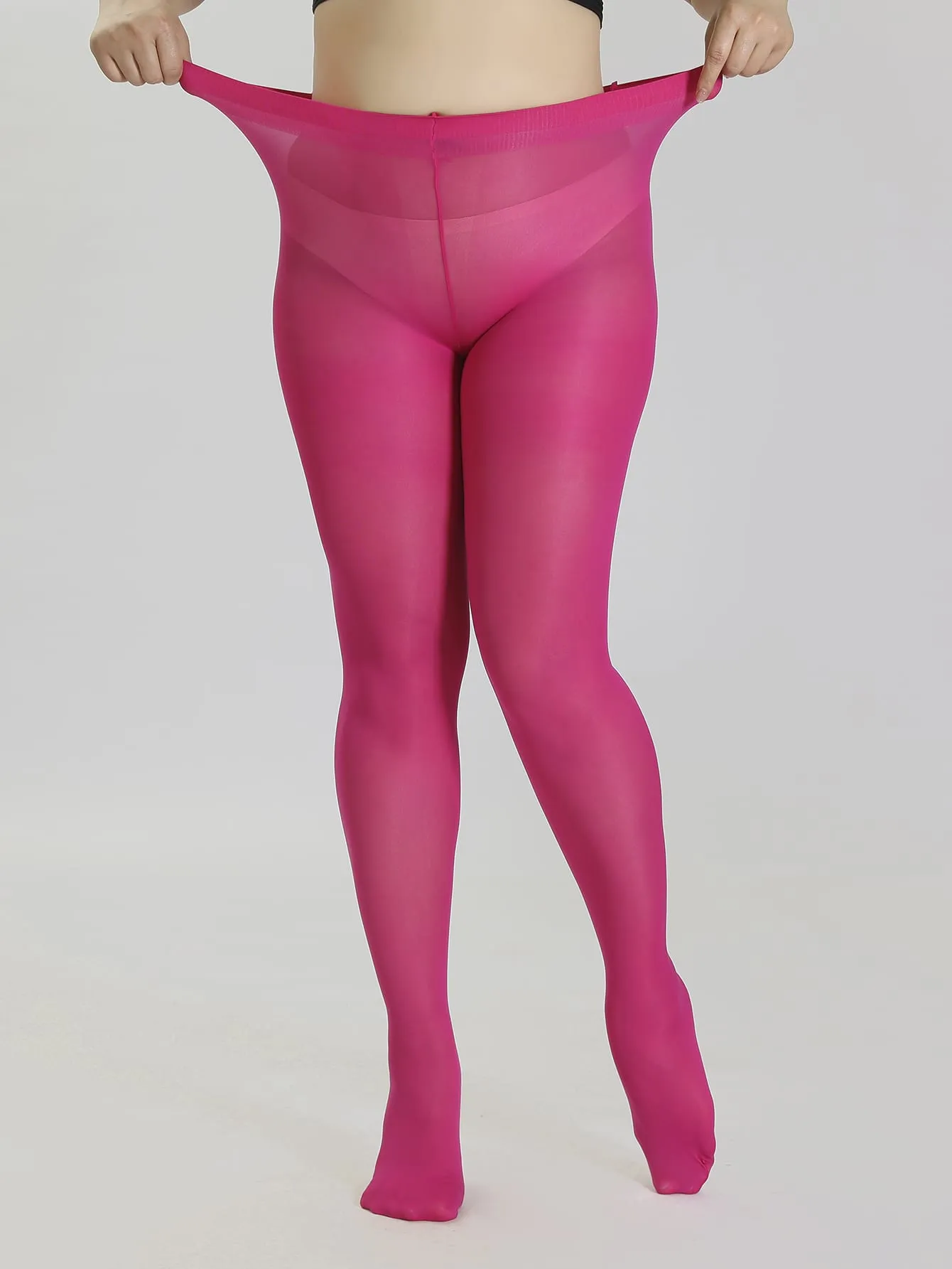 100D Sheer Plus Size Tights - Hot Pink