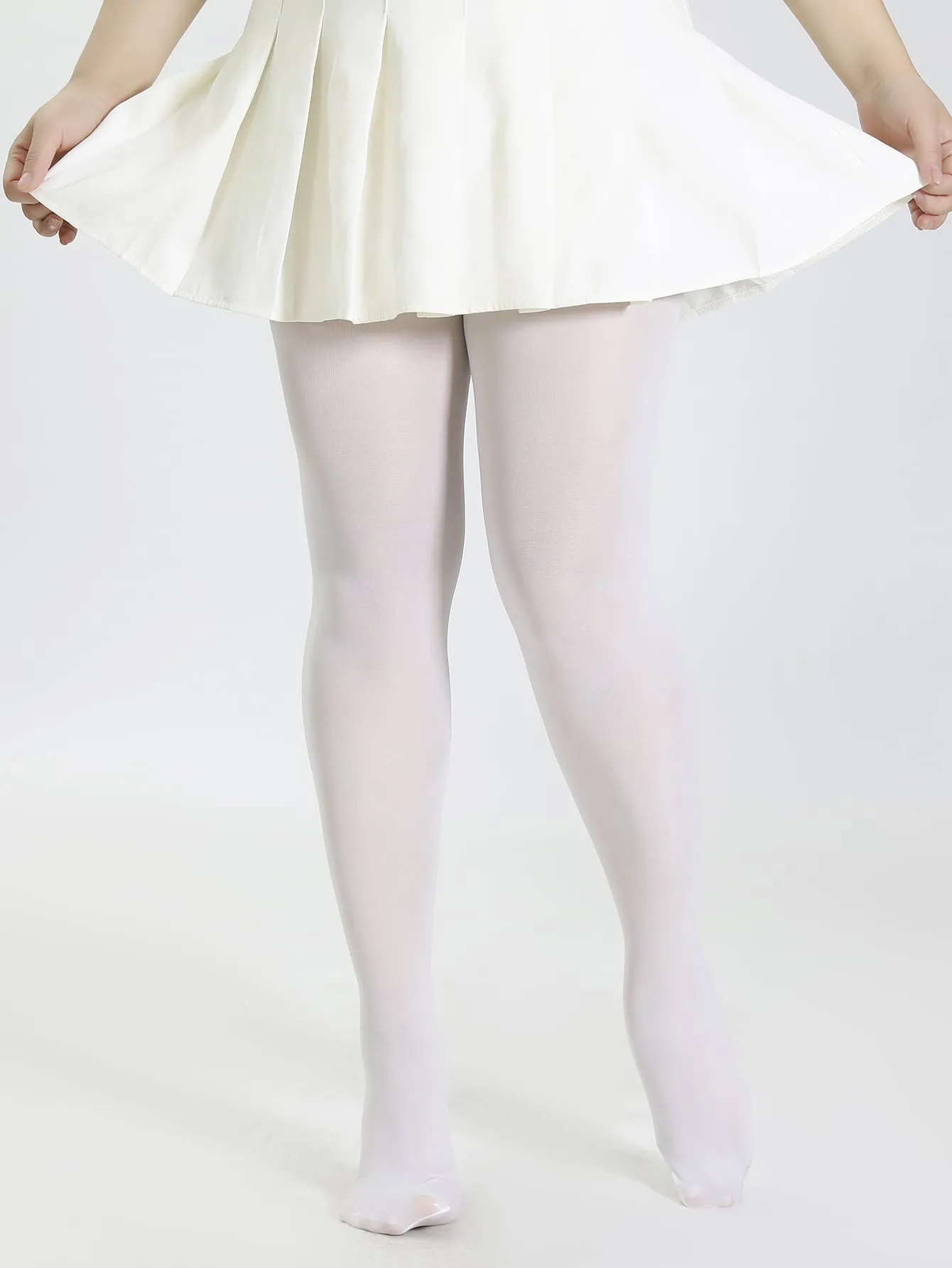 100D Sheer Plus Size Tights - White