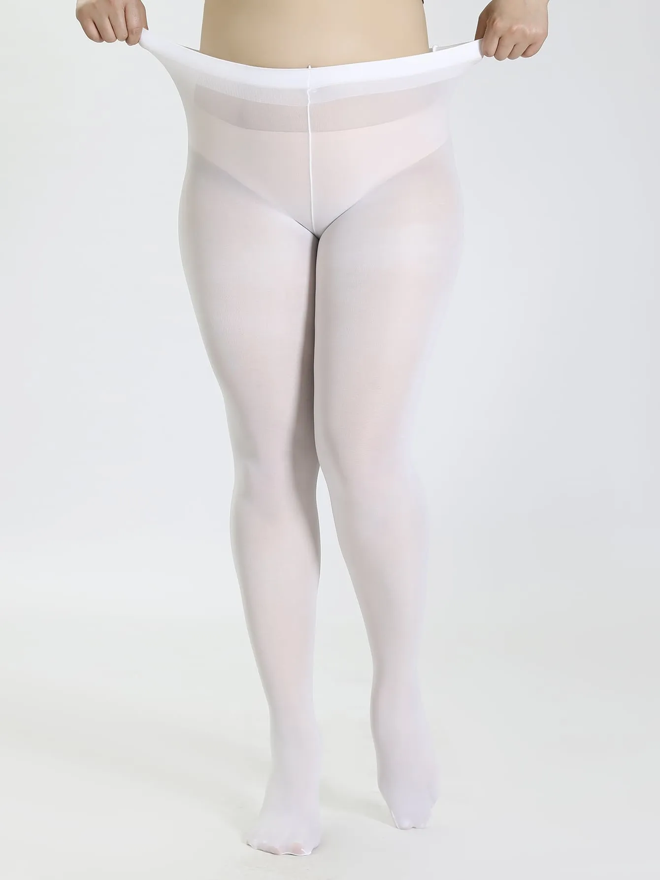 100D Sheer Plus Size Tights - White