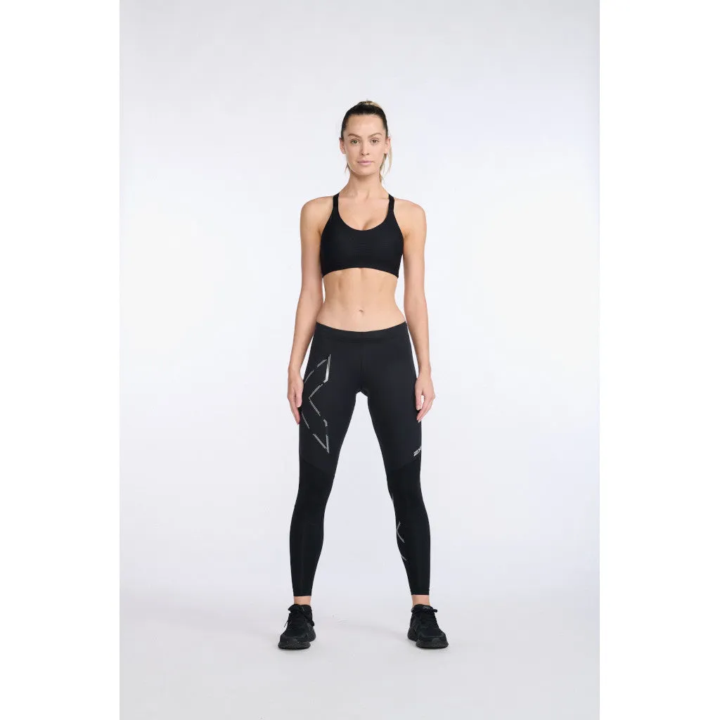 2XU Wind Defence Compression Tights, Damen, Laufhose, Black/Black reflective