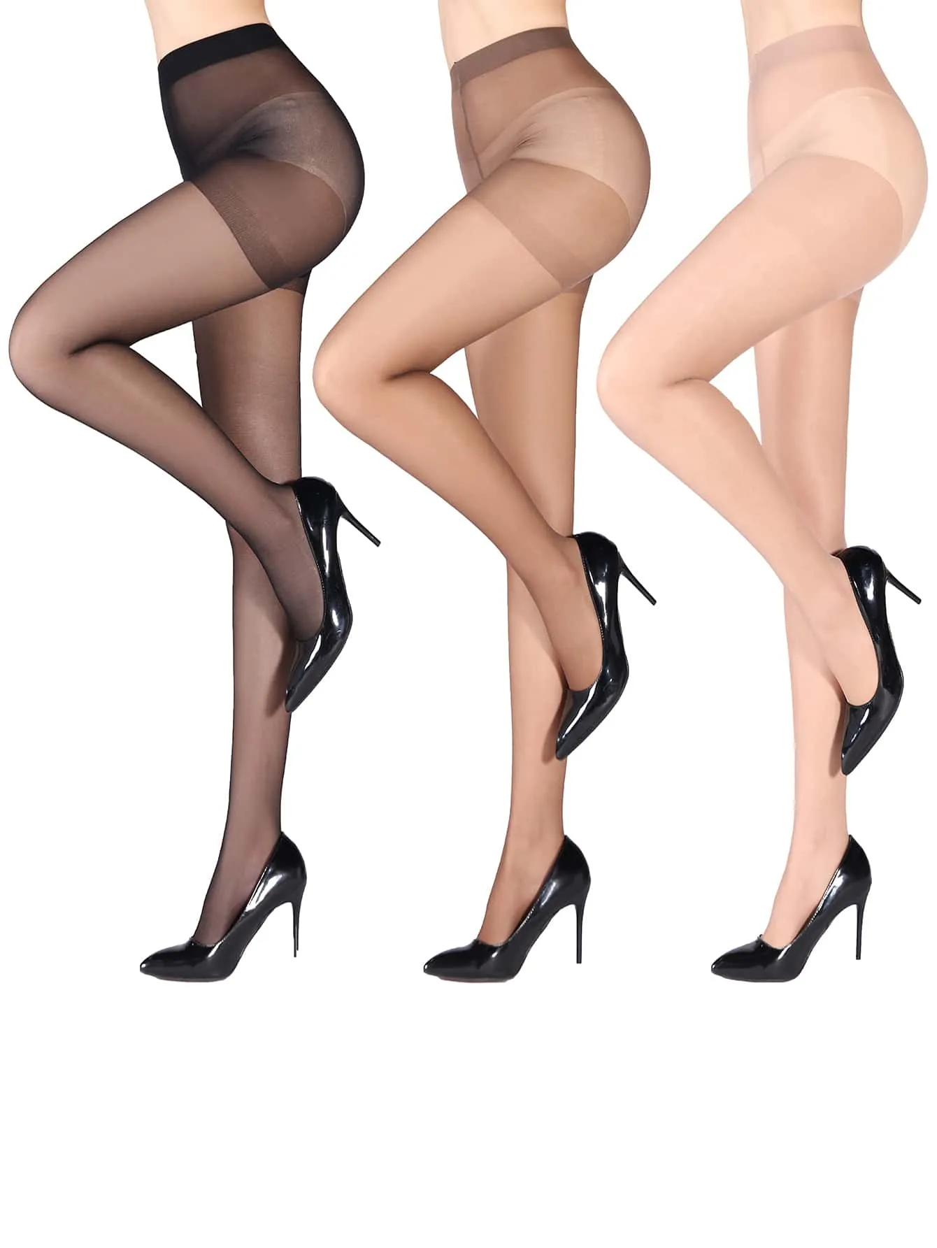 3pairs 20D Sheer Tights - Multicolor- FD ⚡