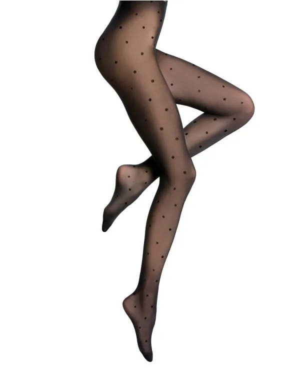 4106- Bleuforet 30D Semi-Opaque Dot-Pattern Tights - Excellence Black
