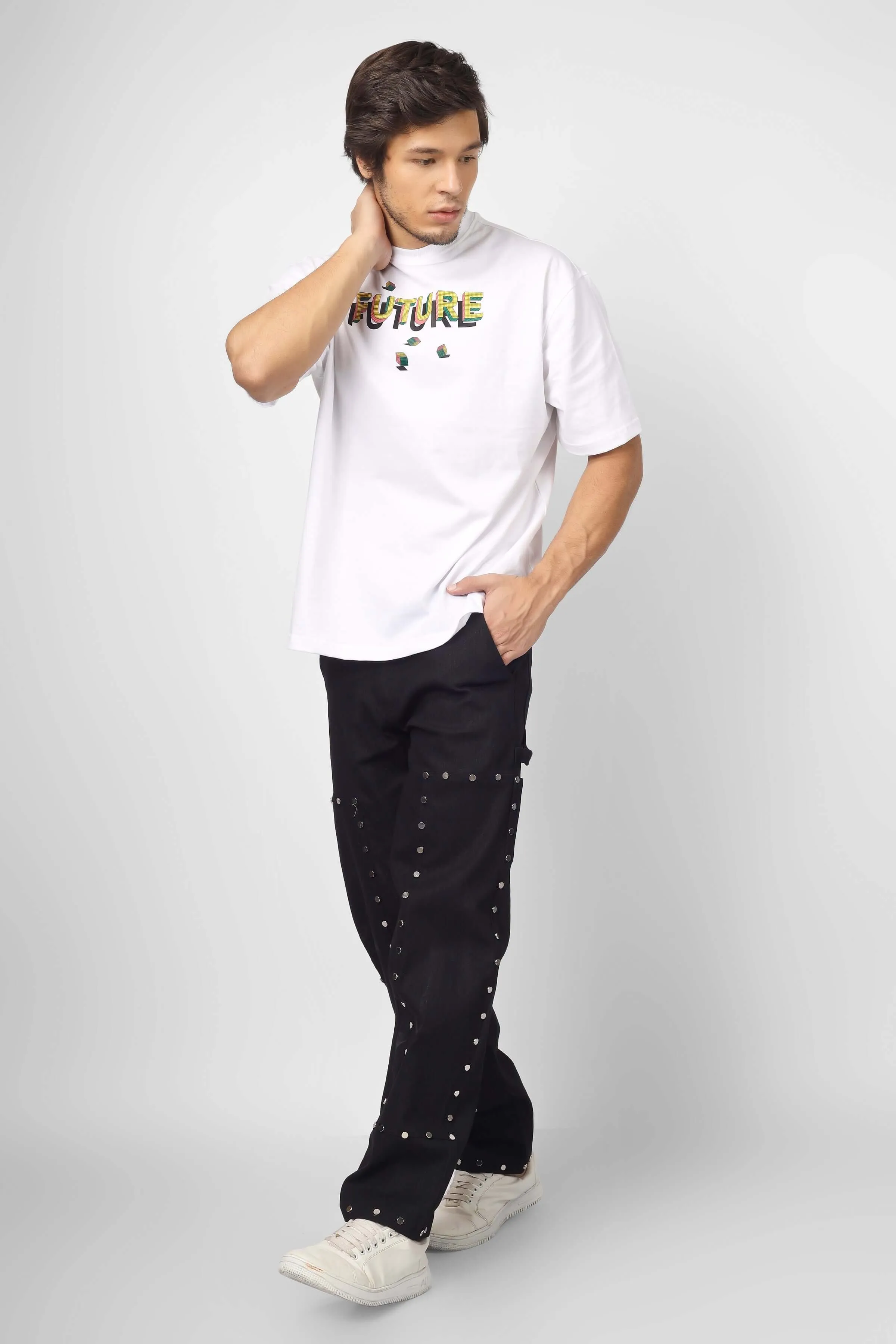 7 Pocket Multi Metal Stud Button Pants