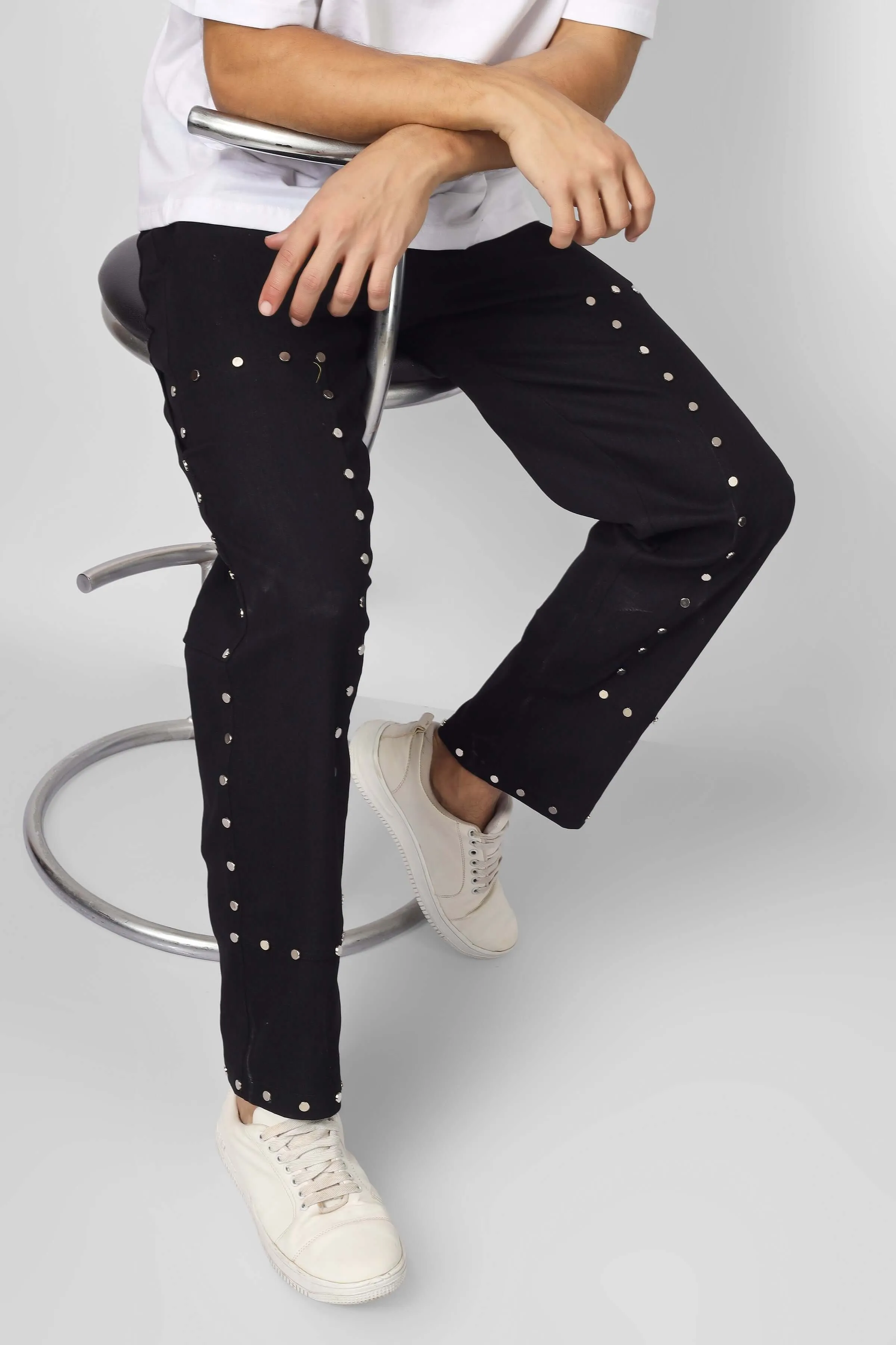 7 Pocket Multi Metal Stud Button Pants