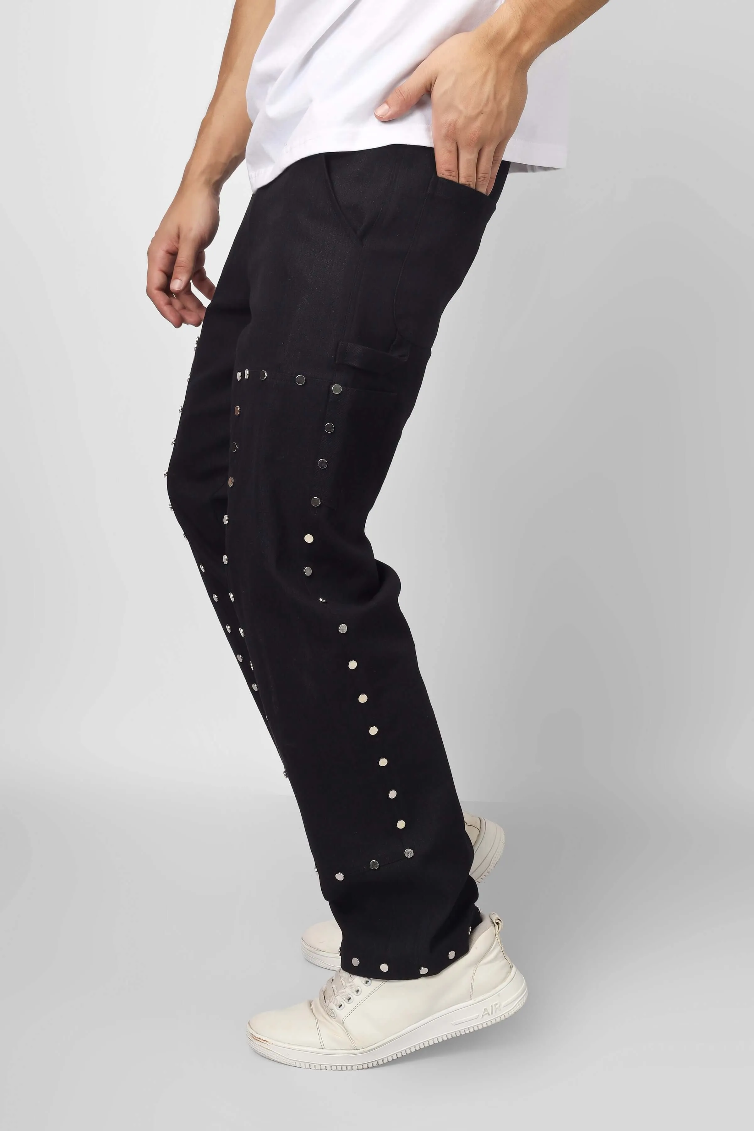 7 Pocket Multi Metal Stud Button Pants
