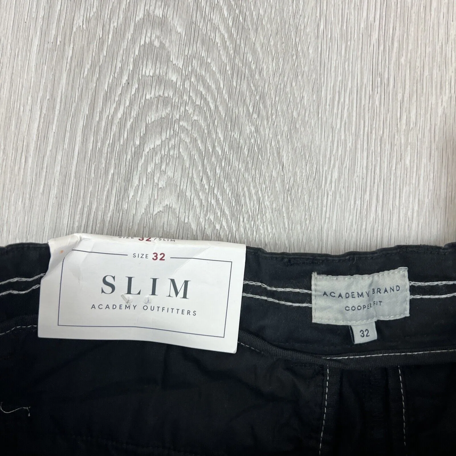 Academy Brand Mens Black Slim Chinos Cooper Fit Size 32 (New)