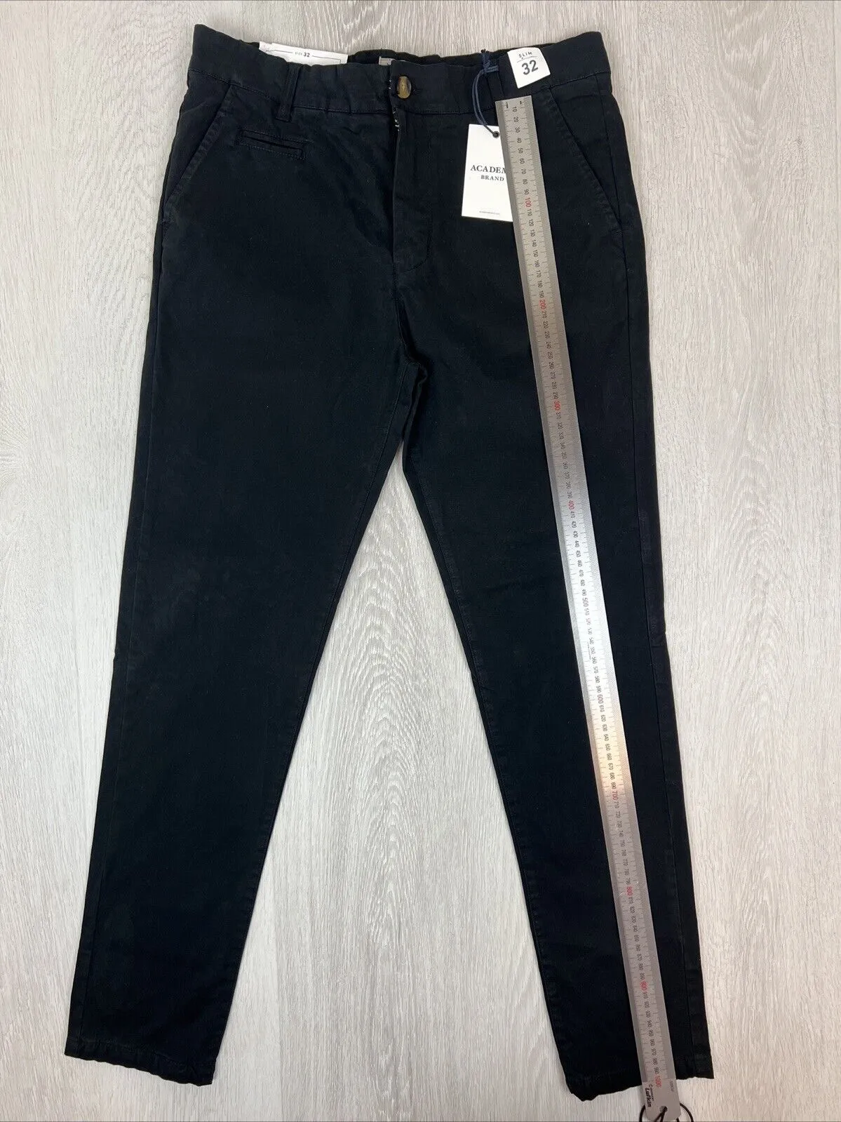 Academy Brand Mens Black Slim Chinos Cooper Fit Size 32 (New)