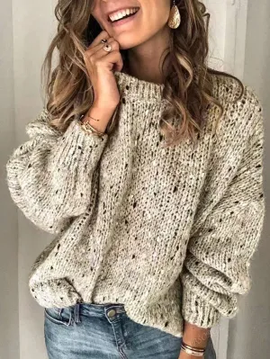 AFTA Crew Neck Lantern Sleeve Sweater