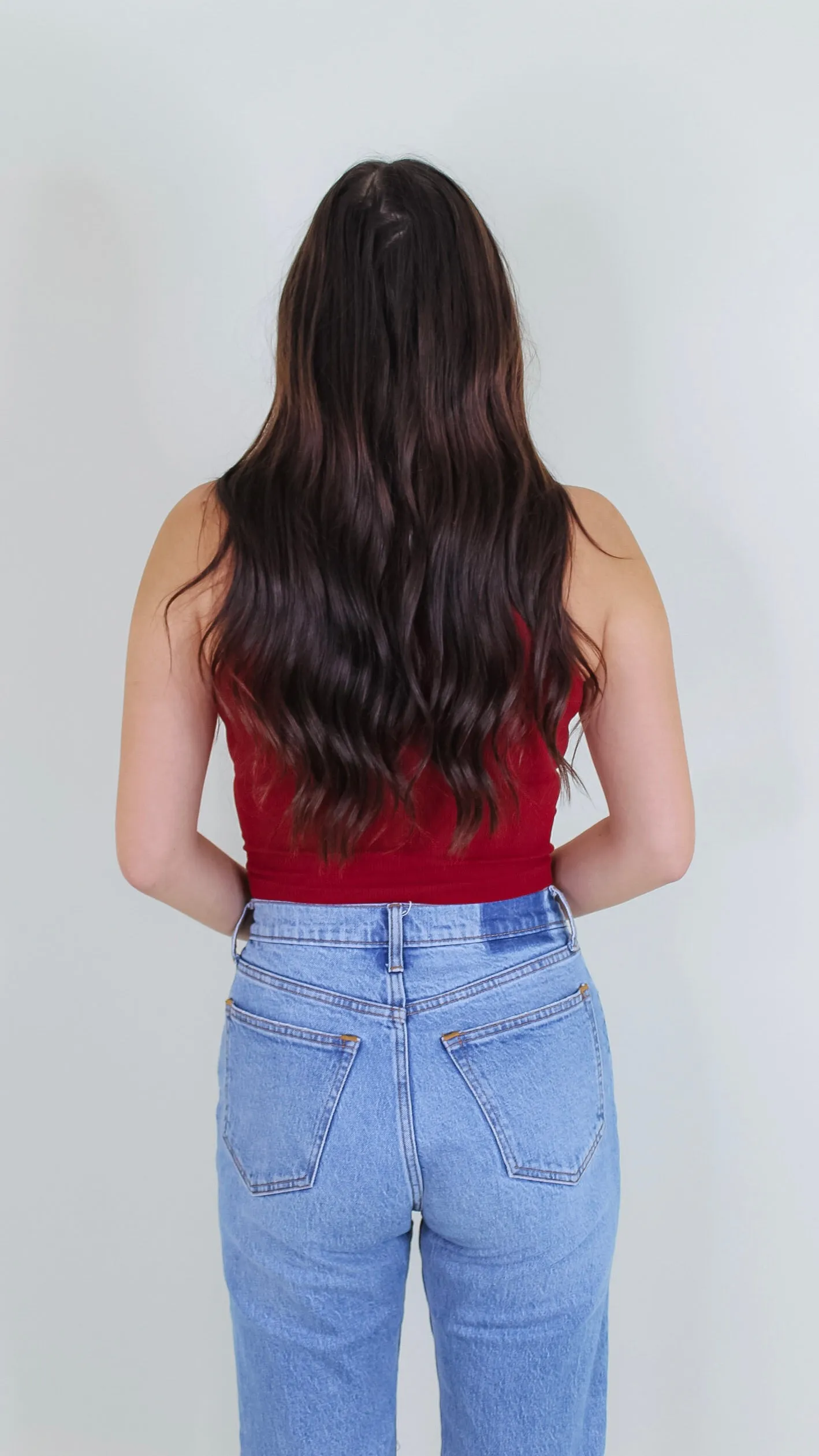 Aimee Ribbed Highneck Crop Top - Sundried Tomato