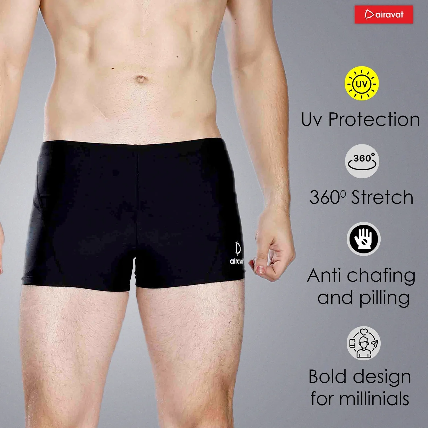 Airavat Zetus 1501 Men's Swimming Trunk | Quick-Dry, Stretchable & Comfortable Swimwear | Durable Fabric for Training & Leisure Swimming