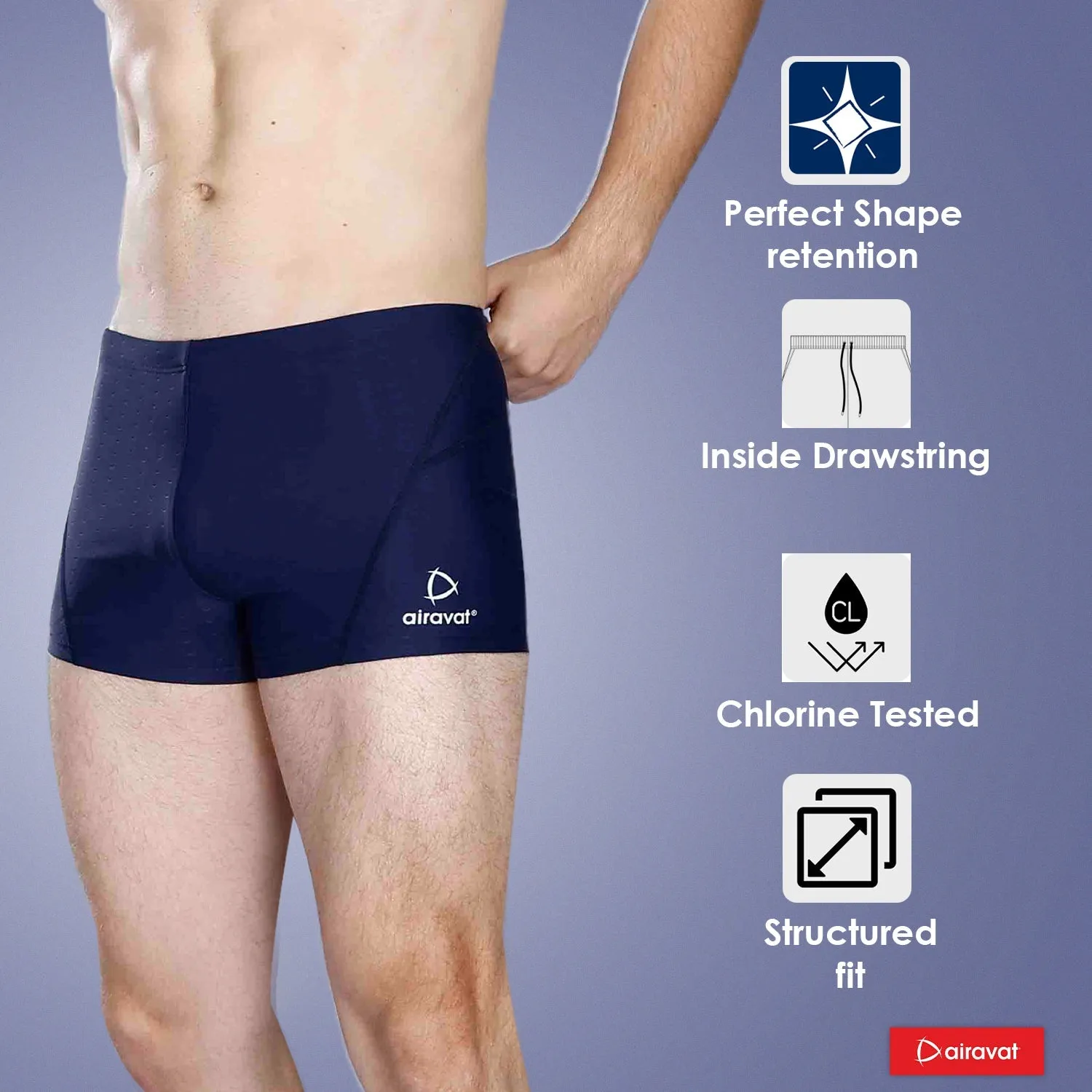 Airavat Zetus 1501 Men's Swimming Trunk | Quick-Dry, Stretchable & Comfortable Swimwear | Durable Fabric for Training & Leisure Swimming