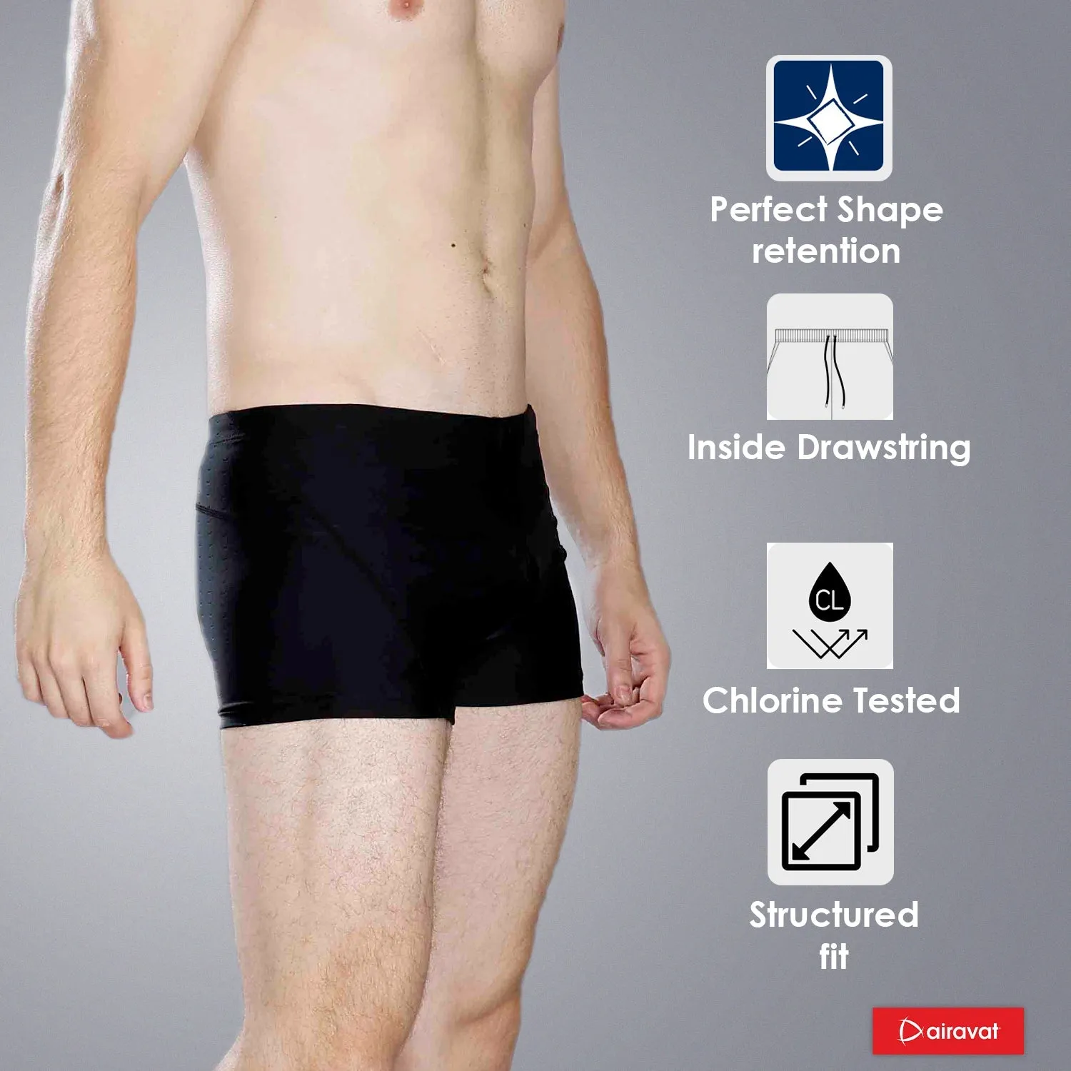 Airavat Zetus 1501 Men's Swimming Trunk | Quick-Dry, Stretchable & Comfortable Swimwear | Durable Fabric for Training & Leisure Swimming