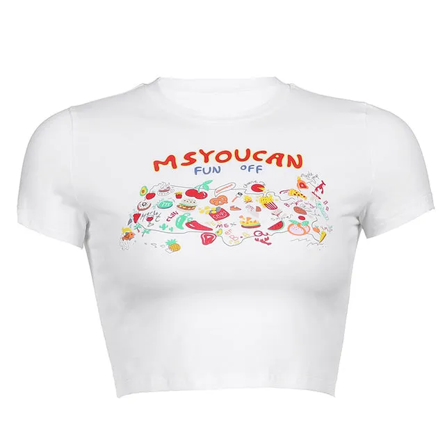 Angel Printed Short Sleeve Top T Shirt Women Summer Clothes Cute Print T-shirt Ladies Streetwear