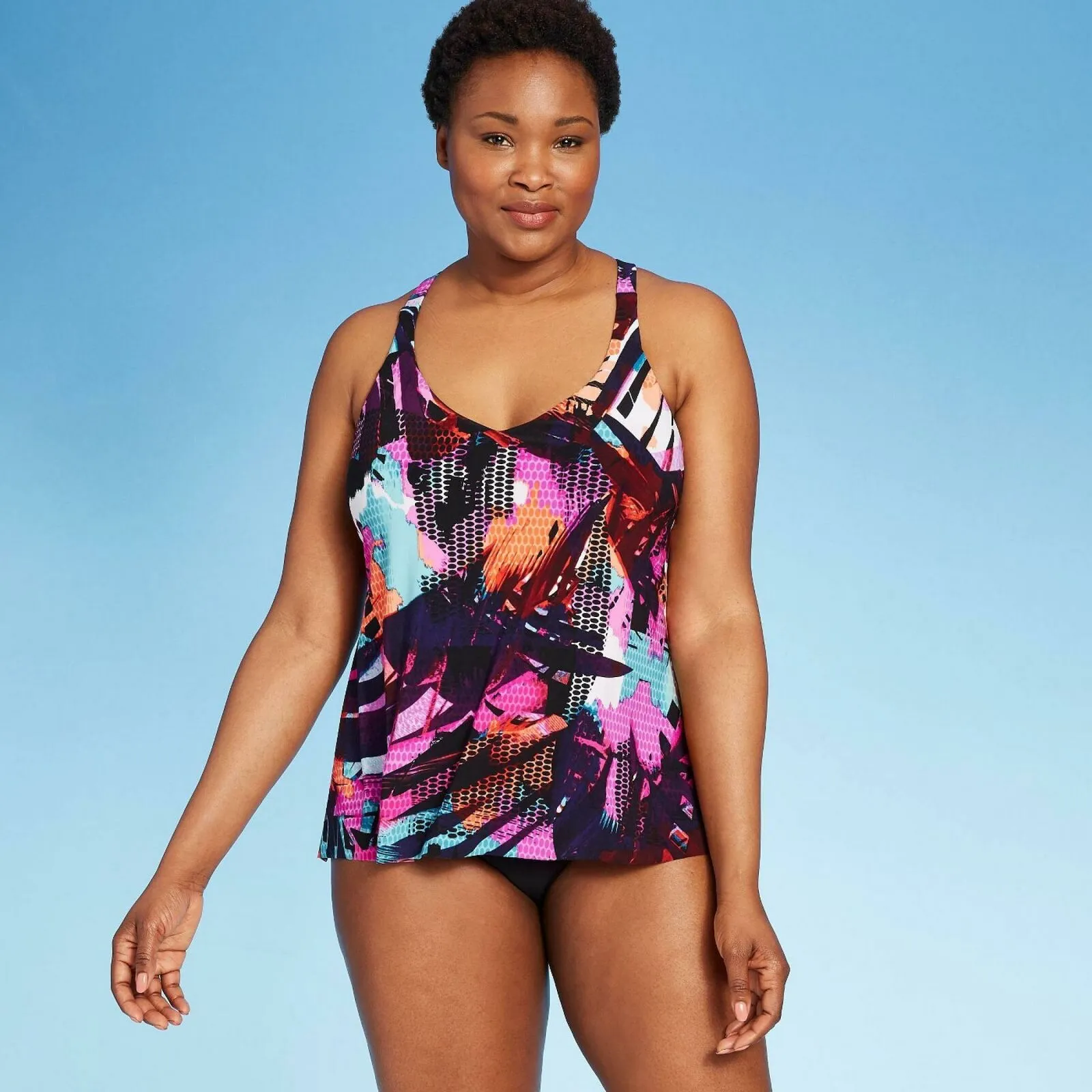 Aqua Green Women's Colorful Racerback Tankini Top