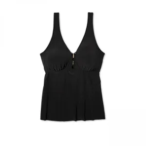 Aqua Green Women's Hardware Detail Tankini Top Swim