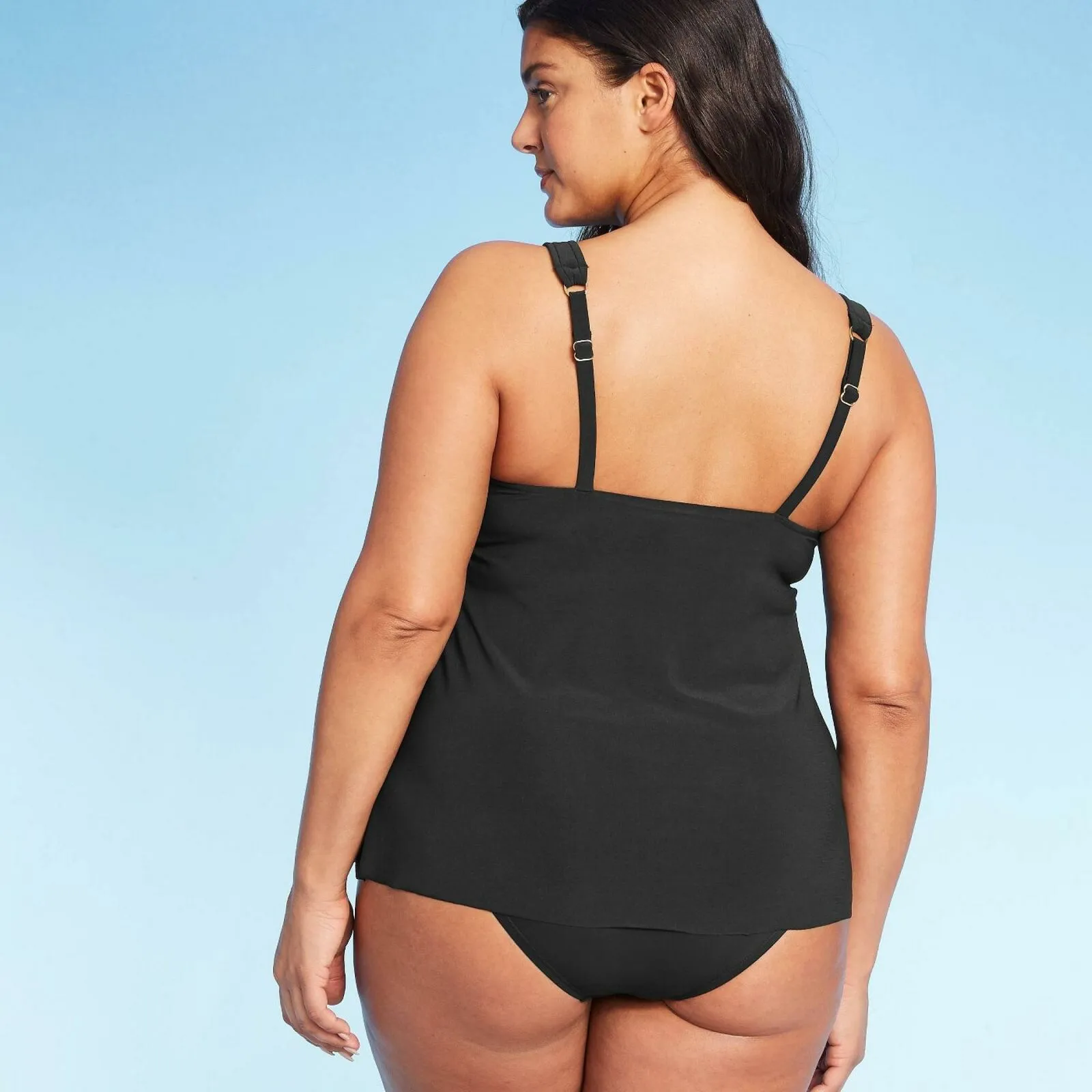Aqua Green Women's Hardware Detail Tankini Top Swim