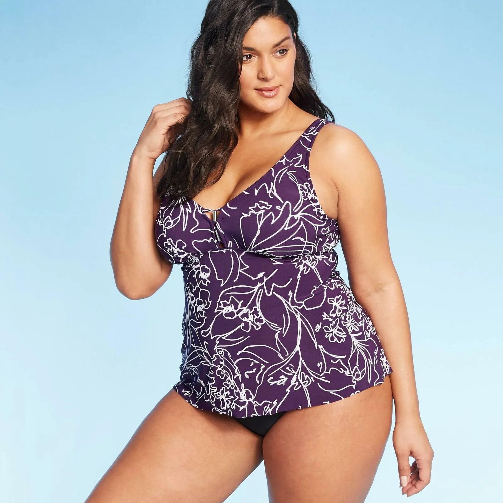 Aqua Green Women's Hardware Detail Tankini Top