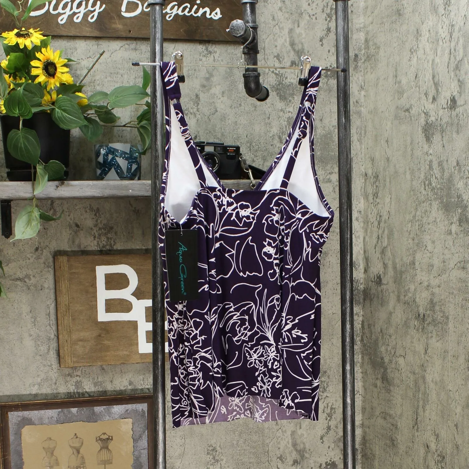 Aqua Green Women's Hardware Detail Tankini Top