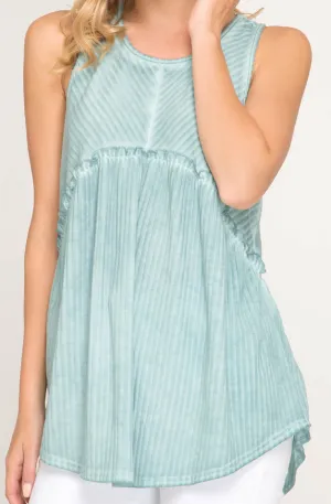 Aqua Sleeveless Knit Top