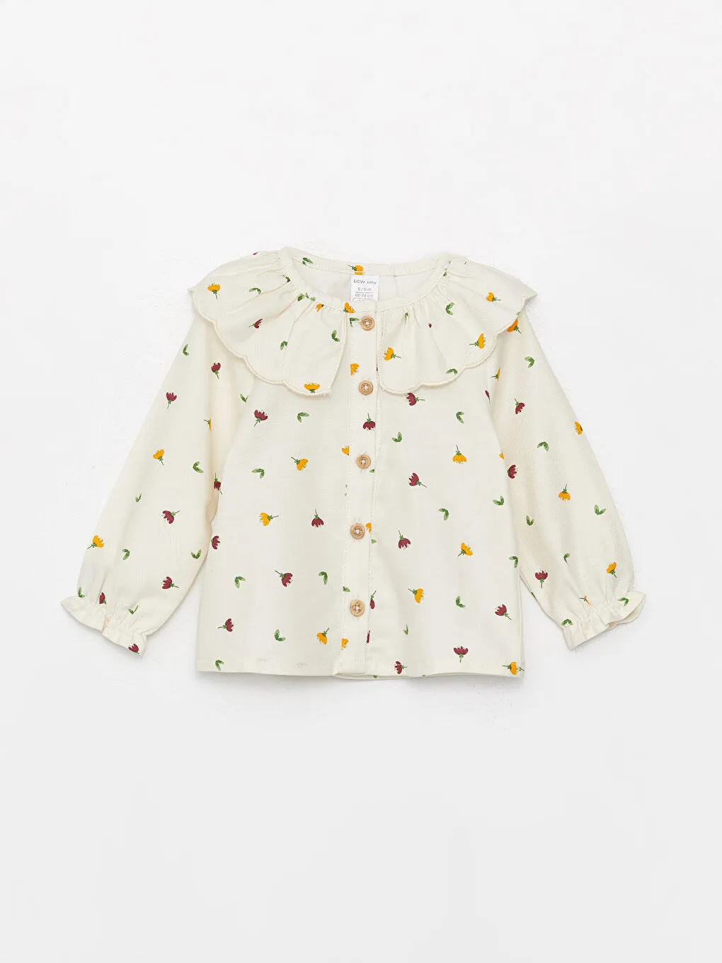 Baby Collar Patterned Baby Girl Blouse and Tights, 2-pack