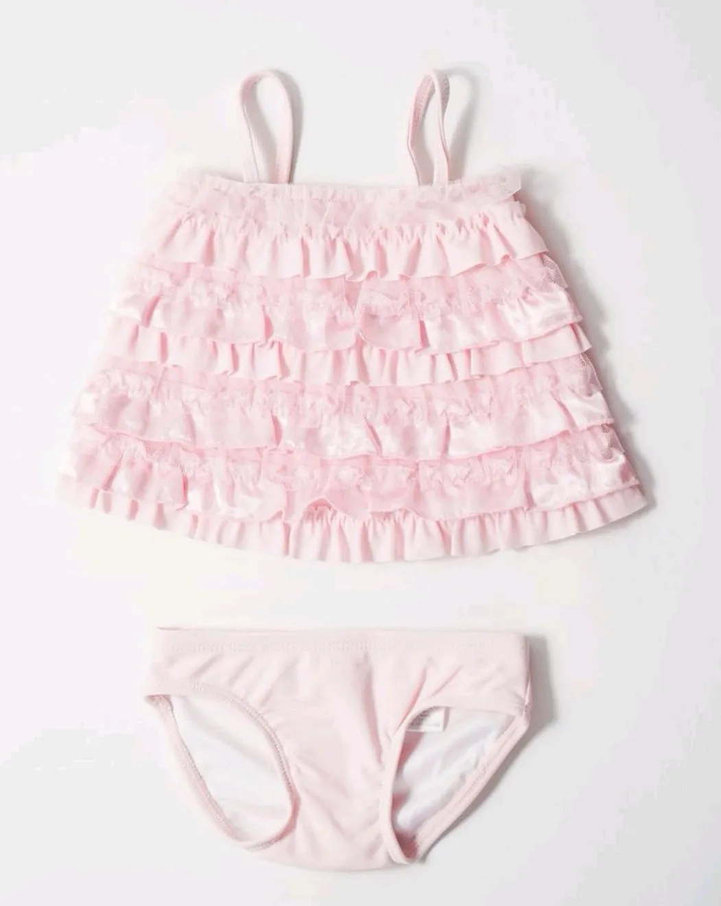 BABY GIRL SIZE 3 MONTHS - KATE MACK (Dipped in Ruffles) 2 pc Tankini Swimwear EUC B15