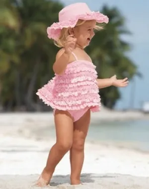BABY GIRL SIZE 3 MONTHS - KATE MACK (Dipped in Ruffles) 2 pc Tankini Swimwear EUC B15