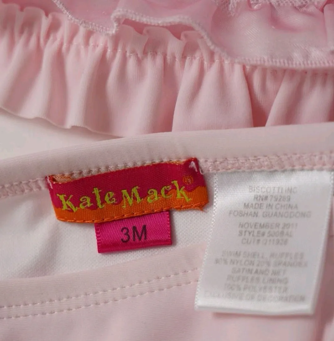 BABY GIRL SIZE 3 MONTHS - KATE MACK (Dipped in Ruffles) 2 pc Tankini Swimwear EUC B15