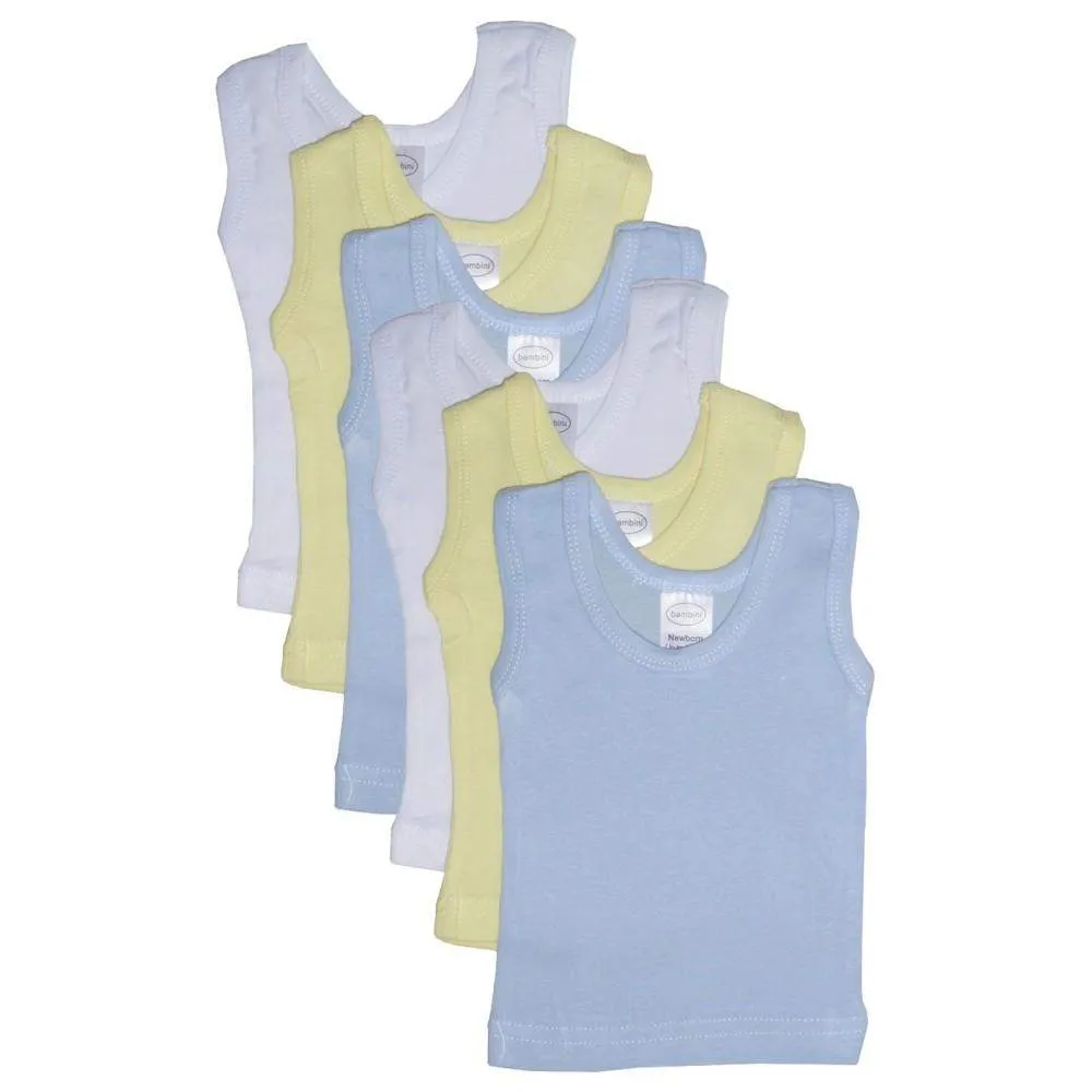 Bambini Rib Knit Pastel Sleeveless Tank Top Shirt 6-Pack (NB,S,M,L)