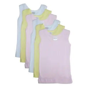 Bambini Rib Knit Pastel Sleeveless Tank Top Shirt 6-Pack (NB,S,M,L)