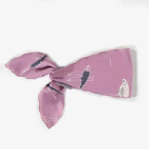 Bandeau noué mauve à motifs, enfant || Purple knotted headband, child