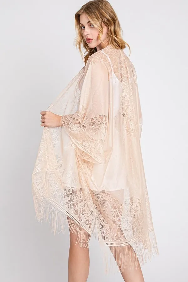 Beige Lace Kimono