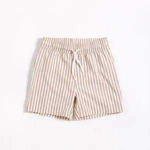 beige stripe swim trunk