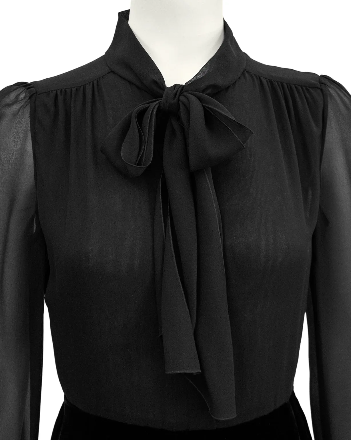 Black Chiffon and Velvet Dress Shirt Dress