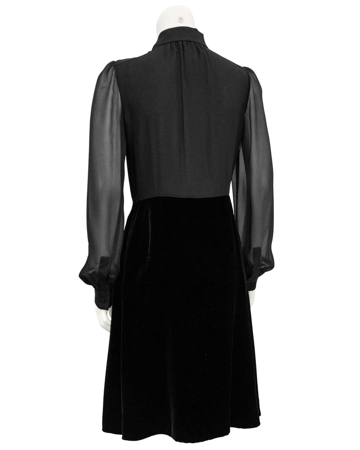 Black Chiffon and Velvet Dress Shirt Dress
