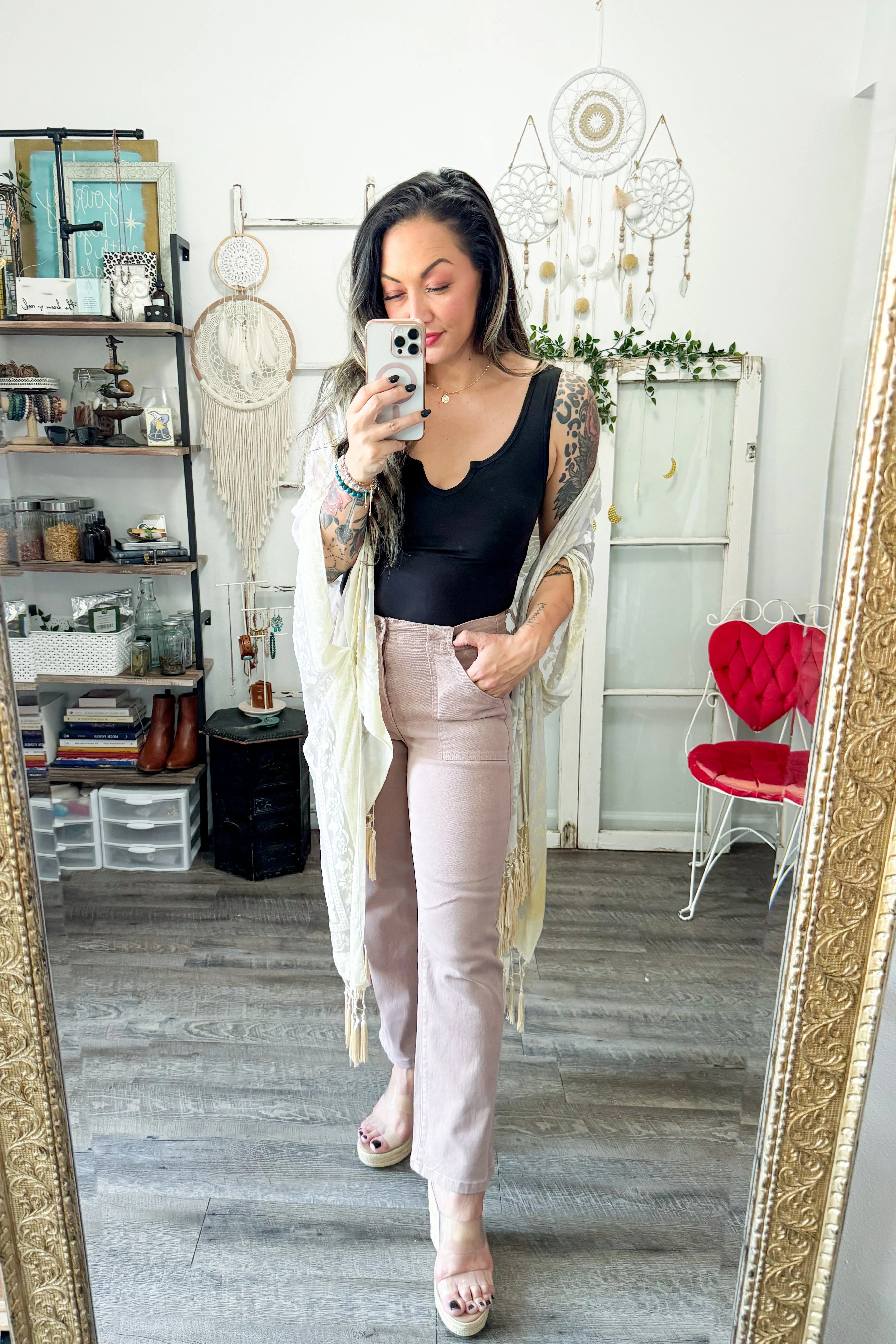 Black Notched Sleeveless Bodysuit