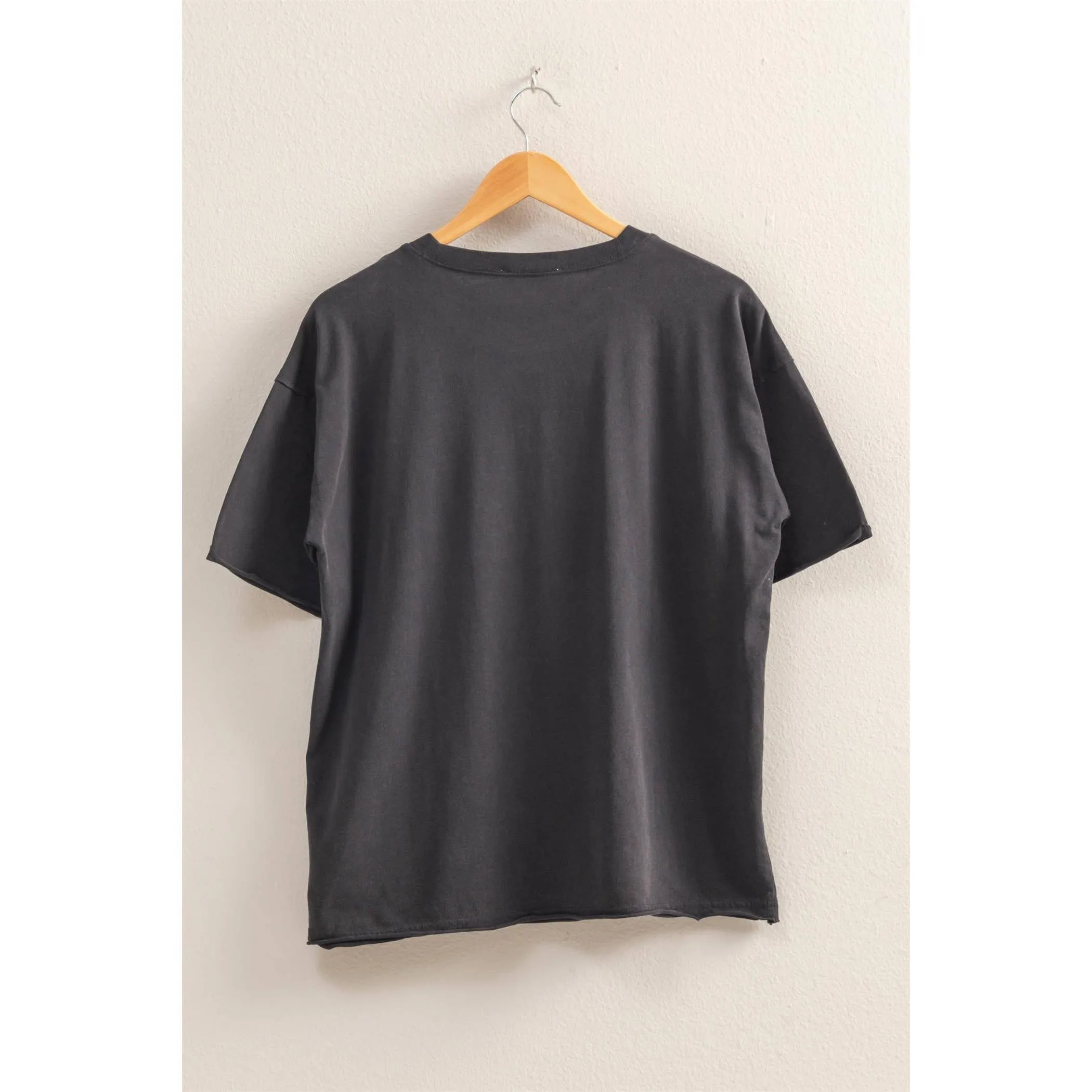 Black Short Sleeve Front Pocket Tunic Tee
