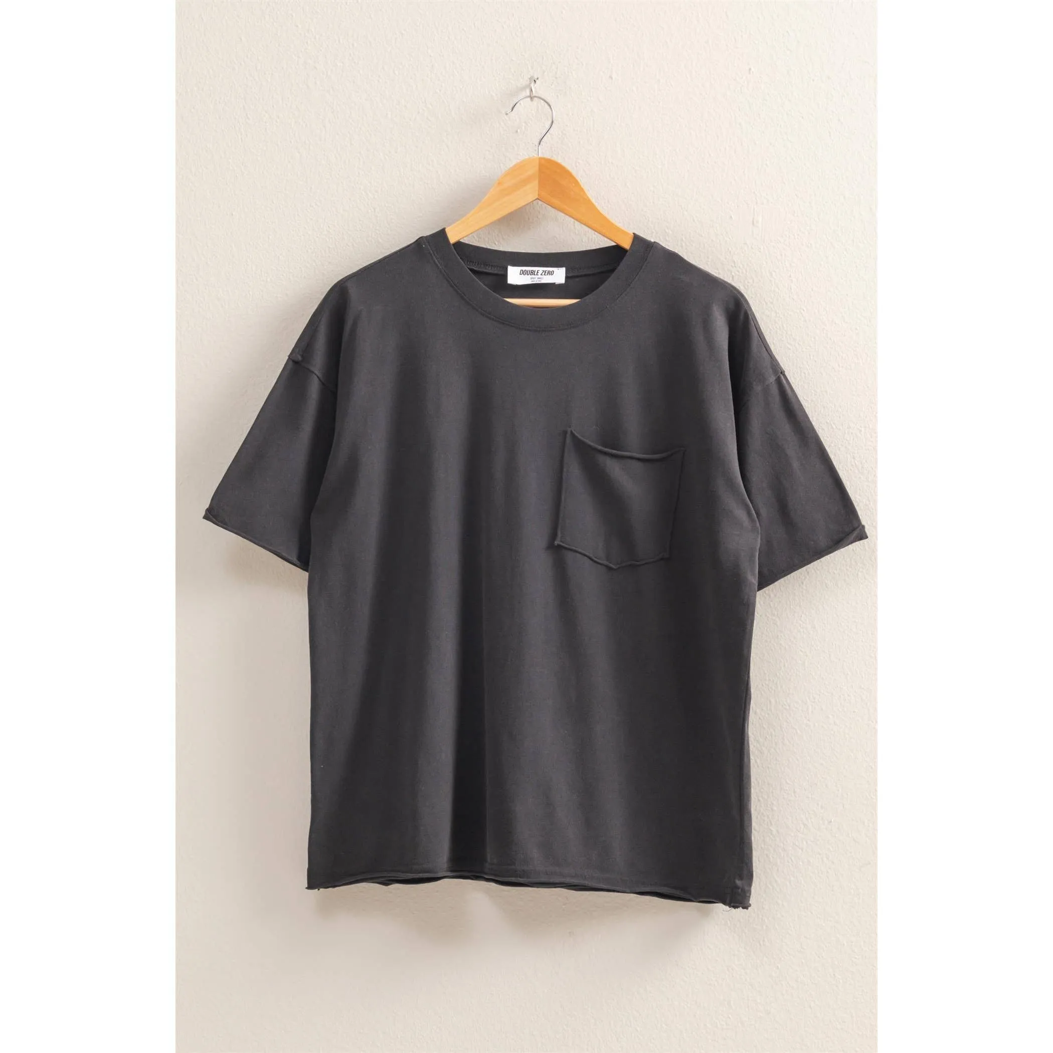 Black Short Sleeve Front Pocket Tunic Tee