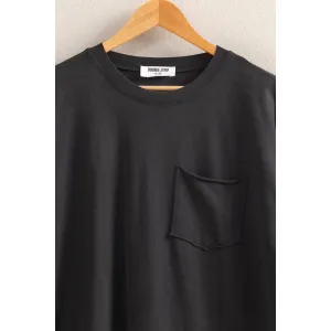Black Short Sleeve Front Pocket Tunic Tee