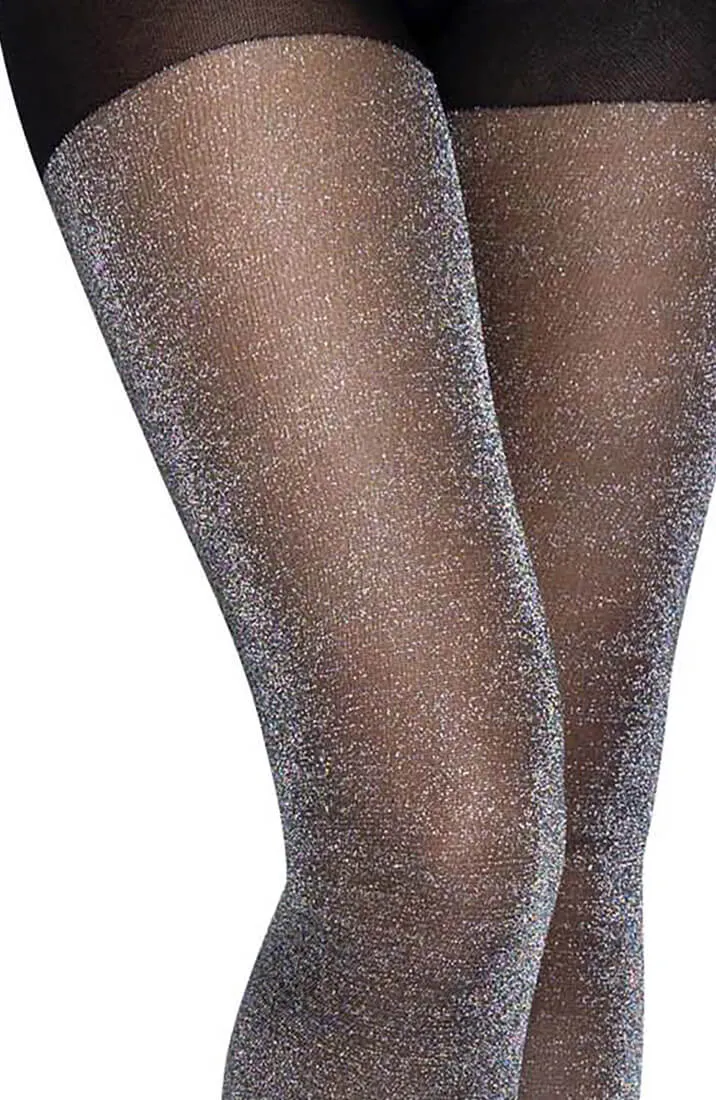 Black tights with silver glitter