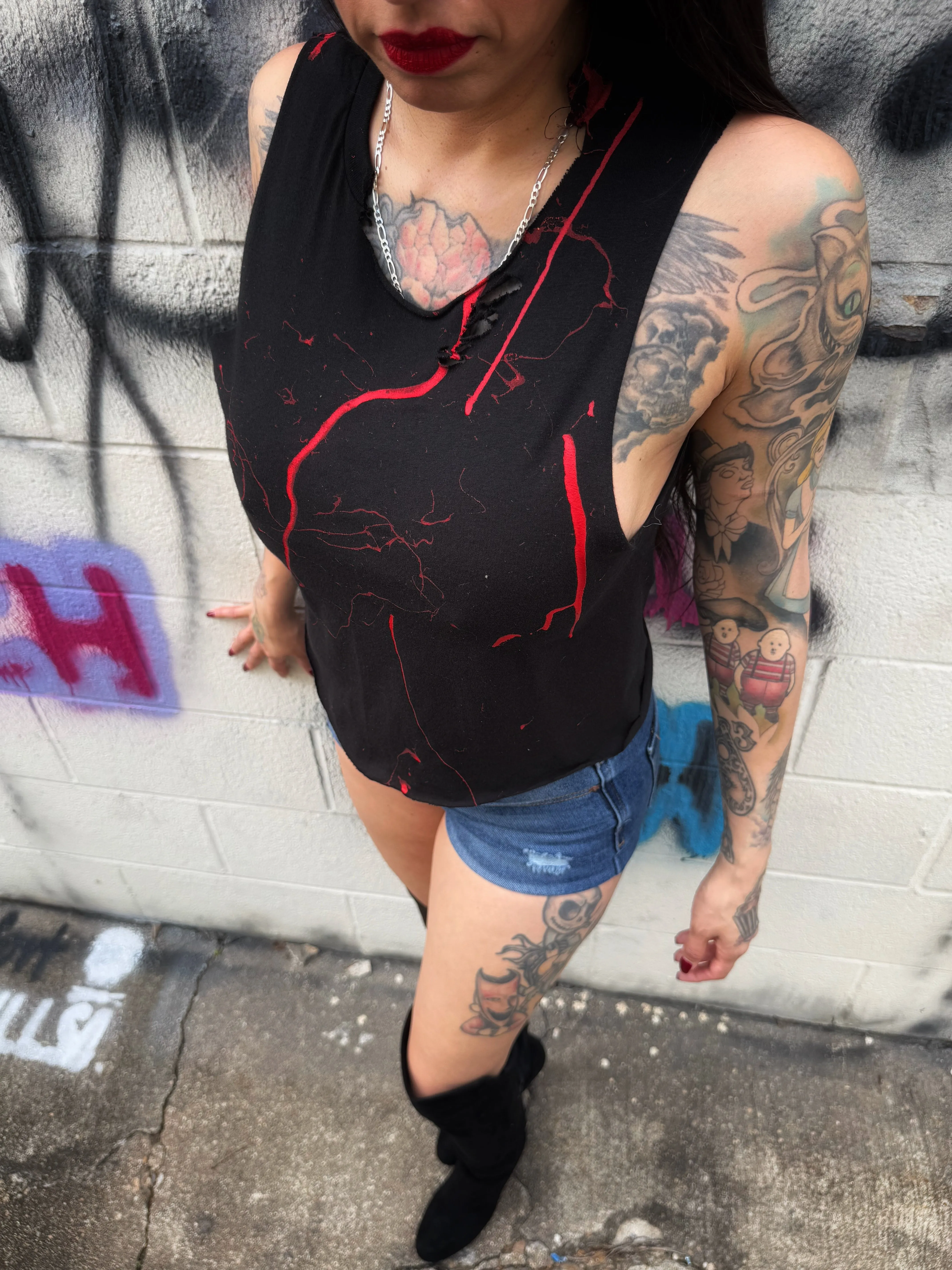 BLOOD ROAD RASH BLACK CROP TANK TOP - 1.0