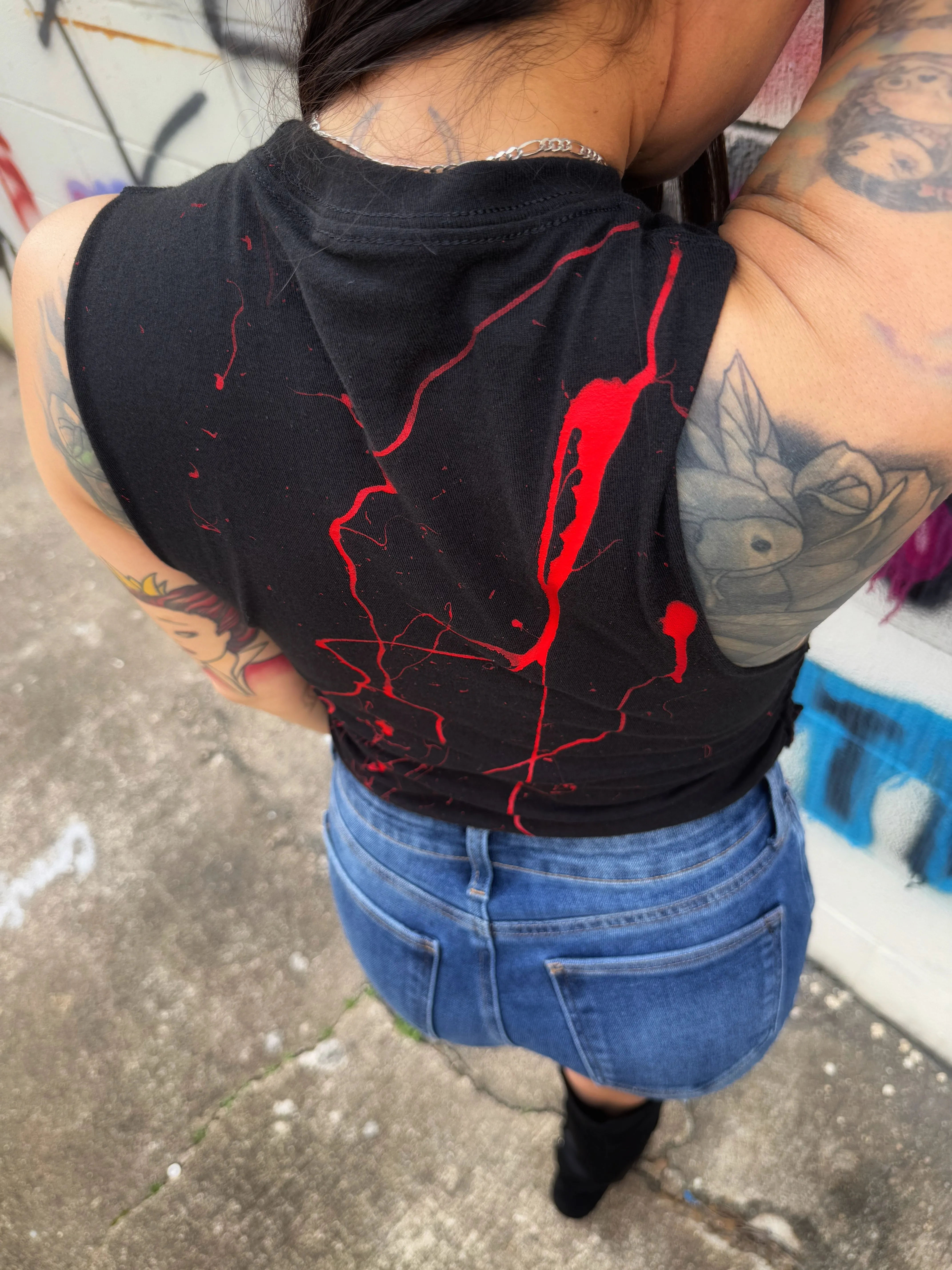 BLOOD ROAD RASH BLACK CROP TANK TOP - 1.0