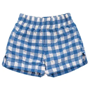 Blue Gingham Mini Swim Trunk