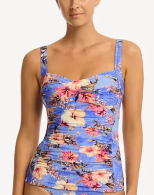 Blue Hawaii Twist Front Tankini Top