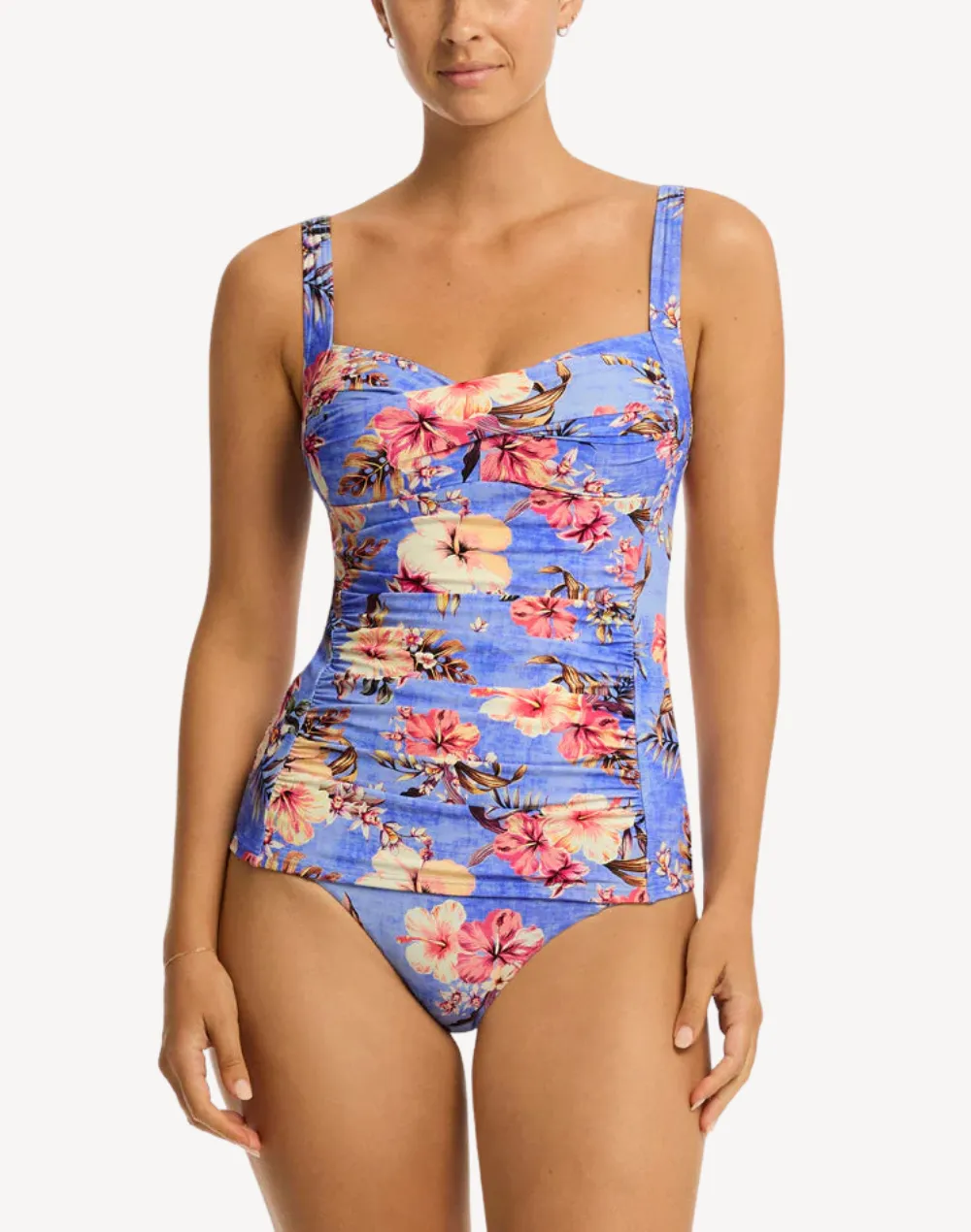 Blue Hawaii Twist Front Tankini Top