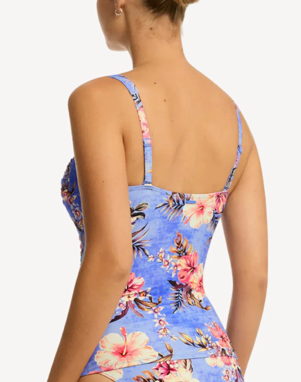 Blue Hawaii Twist Front Tankini Top