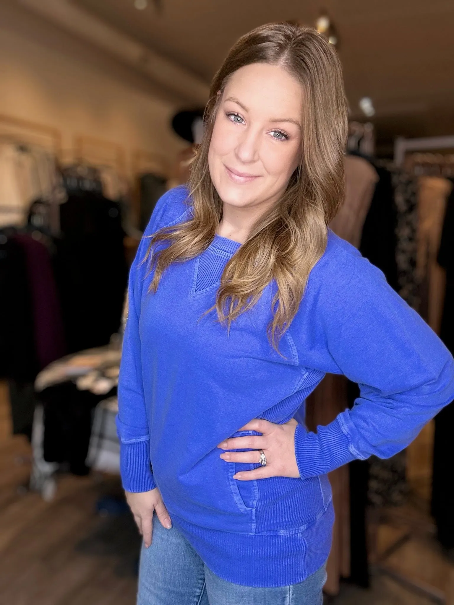 Blue Pocket Pullover