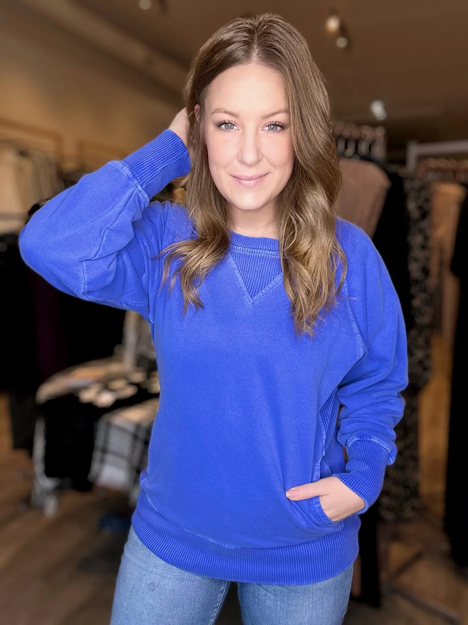 Blue Pocket Pullover